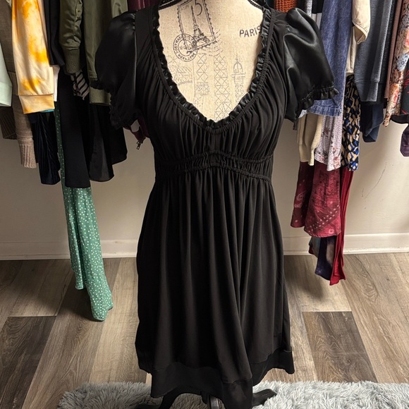 Wishes Wishes Wishes Dresses & Skirts - Y2k Puff Sleeve Satin Hem Babydoll Mini Dress